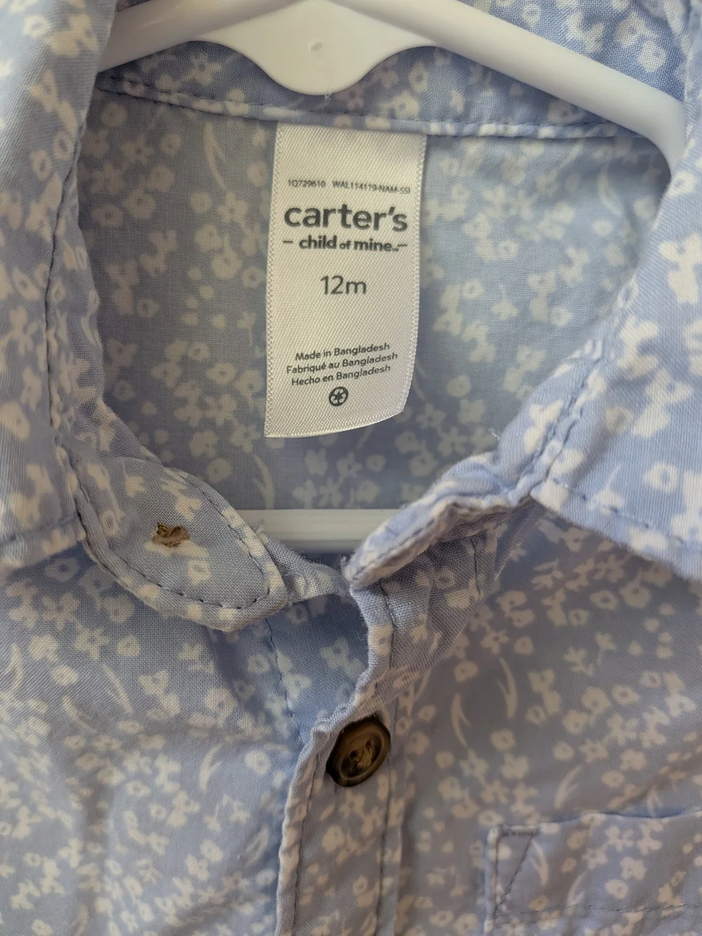 Carter's Light Blue Floral Short-Sleeve Button-Up Shirt
